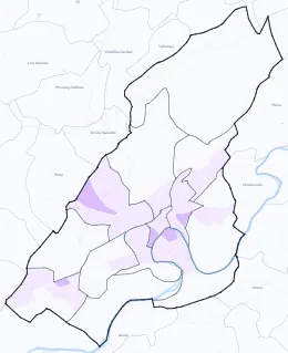 Carte de densité de population étudiante de Besançon