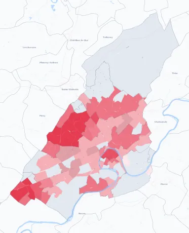 Carte de la valeur locative de référence de Besançon