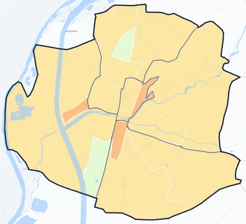 Carte de densité de population de Montélimar