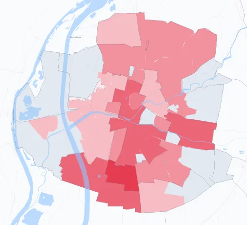 Carte de la valeur locative de référence de Montélimar