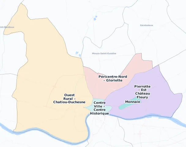 Carte des arrondissements et quartiers de Romans-sur-Isère