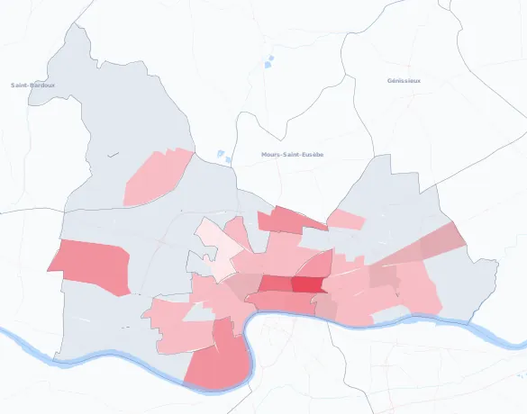 Carte de la valeur locative de référence de Romans-sur-Isère