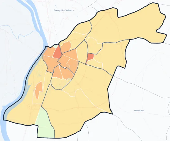 Carte de densité de population de Valence