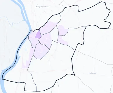 Carte de densité de population étudiante de Valence