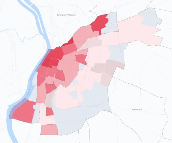 Carte de la valeur locative de référence de Valence
