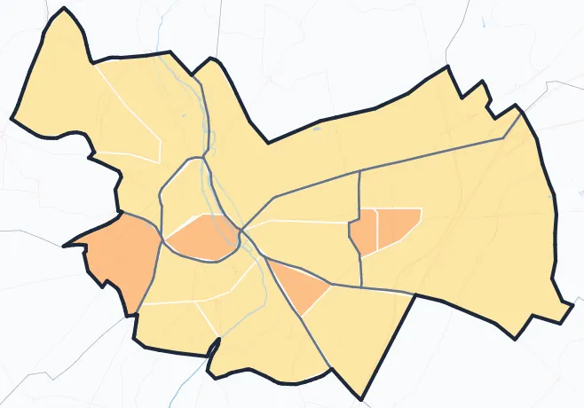 Carte de densité de population de Chartres