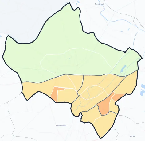 Carte de densité de population de Dreux