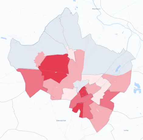 Carte de la valeur locative de référence de Dreux