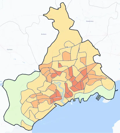 Carte de densité de population de Brest