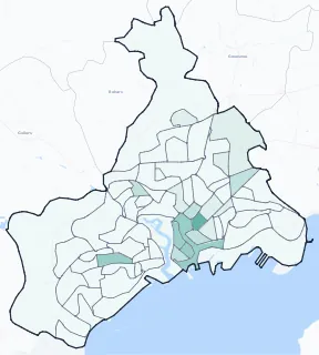 Carte de densité d'emploi (répartition estimée) de Brest
