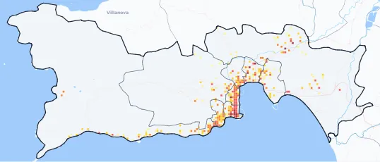 Carte des commerces de Ajaccio