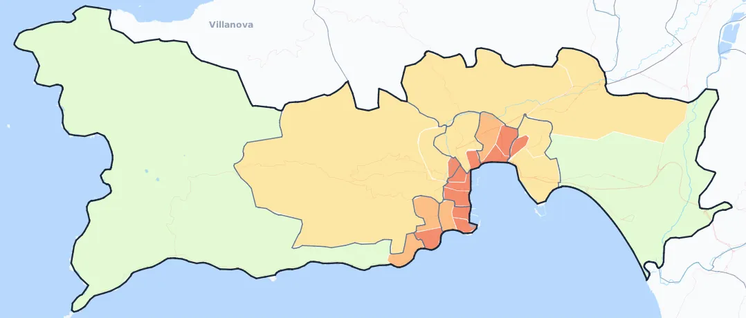 Carte de densité de population de Ajaccio