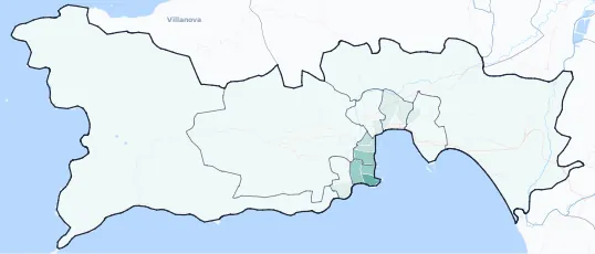 Carte de densité d'emplois salariés estimés de Ajaccio