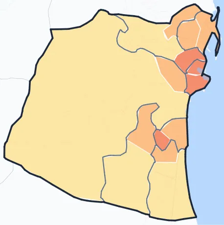 Carte de densité de population de Bastia