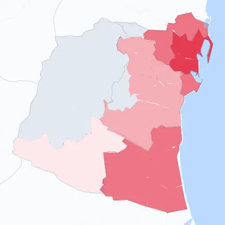 Carte de la valeur locative de référence de Bastia