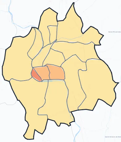Carte de densité de population de Alès