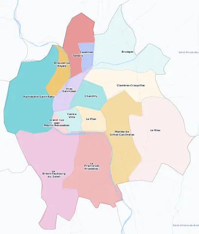 Carte des arrondissements et quartiers de Alès