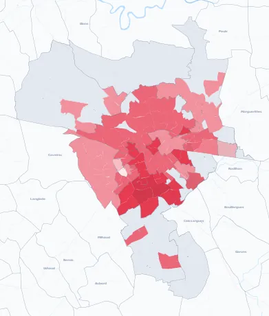 Carte de la valeur locative de référence de Nîmes