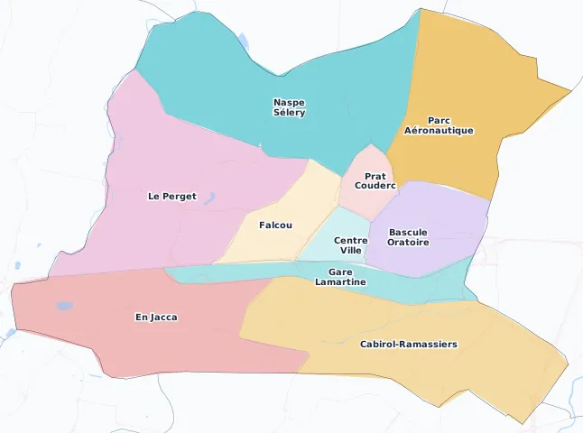 Carte des arrondissements et quartiers de Colomiers