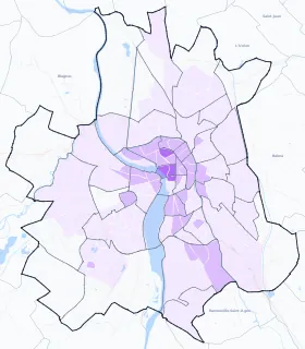 Carte de densité de population étudiante de Toulouse