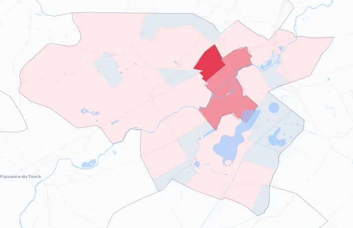 Carte de la valeur locative de référence de Tournefeuille