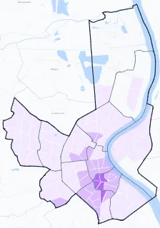 Carte de densité de population étudiante de Bordeaux