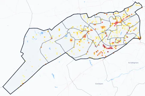 Carte des commerces de Pessac