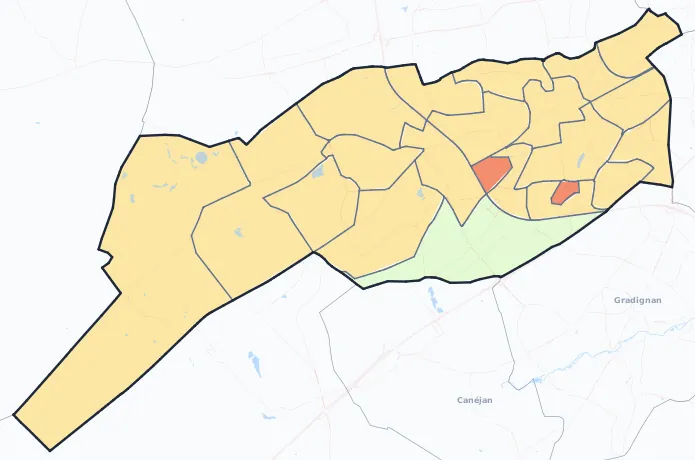 Carte de densité de population de Pessac