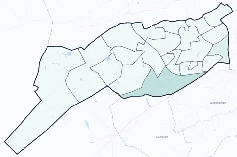 Carte de densité d'emplois salariés estimés de Pessac