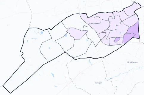 Carte de densité de population étudiante de Pessac