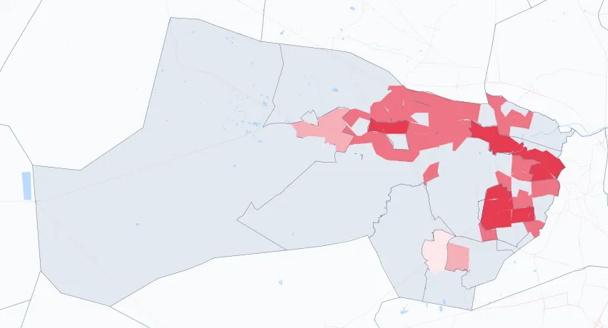 Carte de la valeur locative de référence de Saint-Médard-en-Jalles