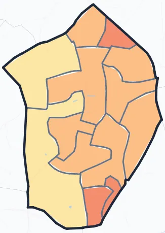 Carte de densité de population de Talence