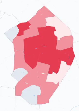 Carte de la valeur locative de référence de Talence