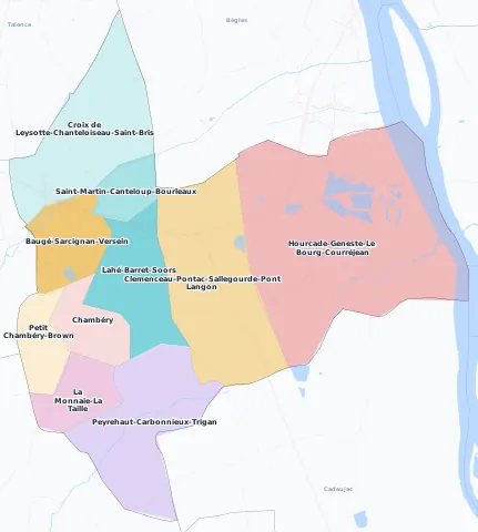 Carte des arrondissements et quartiers de Villenave-d'Ornon