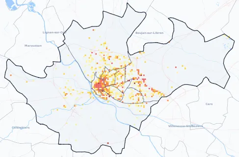Carte des commerces de Béziers