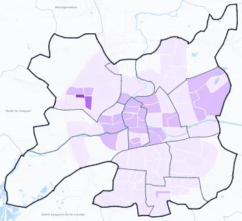Carte de densité de population étudiante de Rennes