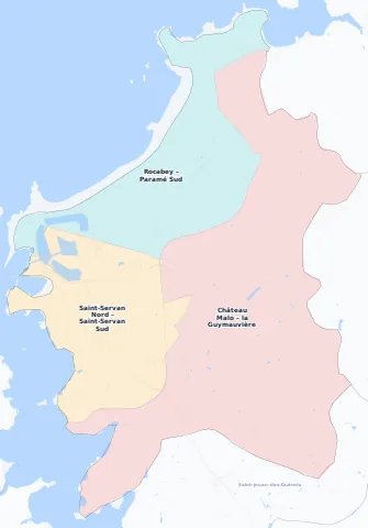 Carte des arrondissements et quartiers de Saint-Malo