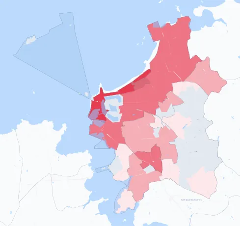 Carte de la valeur locative de référence de Saint-Malo