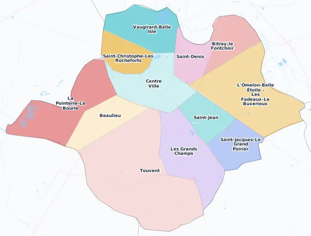 Carte des arrondissements et quartiers de Châteauroux