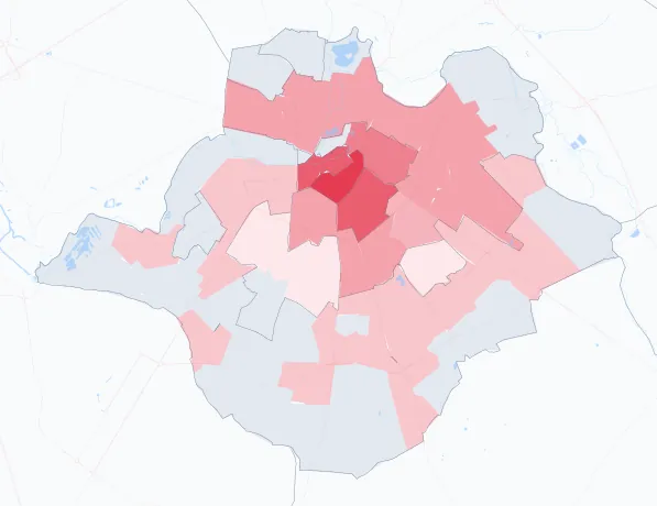 Carte de la valeur locative de référence de Châteauroux