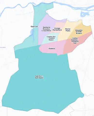 Carte des arrondissements et quartiers de Joué-lès-Tours