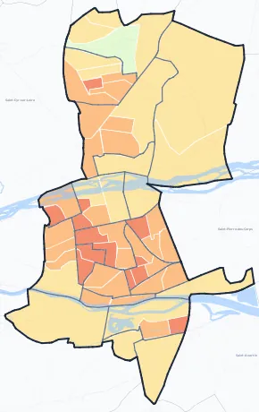 Carte de densité de population de Tours