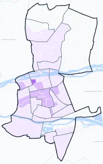 Carte de densité de population étudiante de Tours