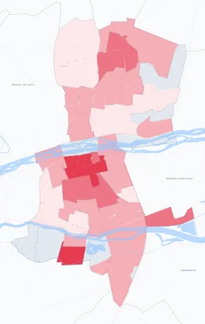 Carte de la valeur locative de référence de Tours