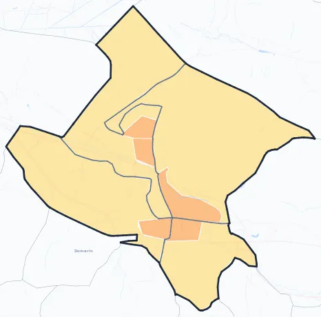 Carte de densité de population de Bourgoin-Jallieu