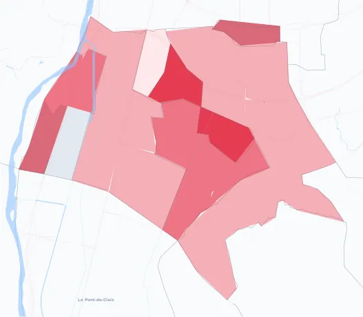 Carte de la valeur locative de référence de Échirolles