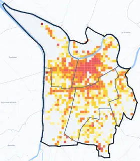 Carte des commerces de Grenoble