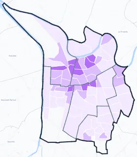 Carte de densité de population étudiante de Grenoble
