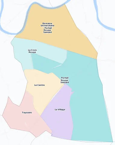 Carte des arrondissements et quartiers de Saint-Martin-d'Hères