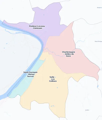 Carte des arrondissements et quartiers de Vienne
